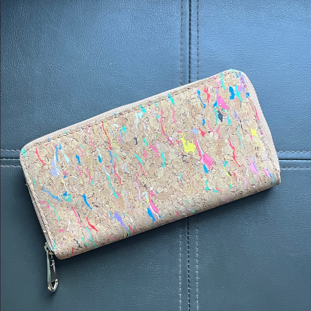 Paint Splatter Handmade Cork Wallet From Portugal